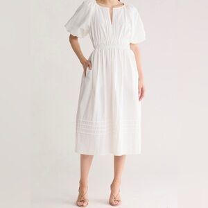 NWT French Connection White Puff Sleeve Midi Dress